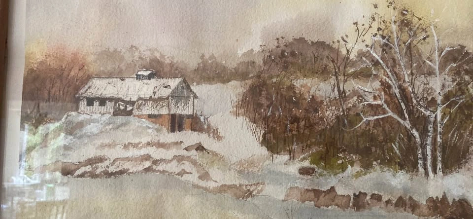 The original watercolor winter landscape in the selected region - photo 3