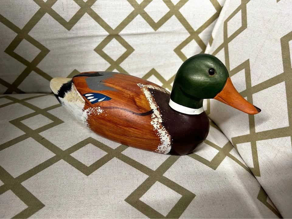 Vintage Hand Painted/Carved Wooden Mallard Duck Decoy