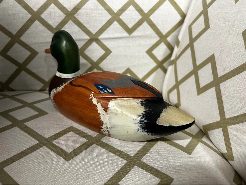 Vintage Hand Painted/Carved Wooden Mallard Duck Decoy - photo 3