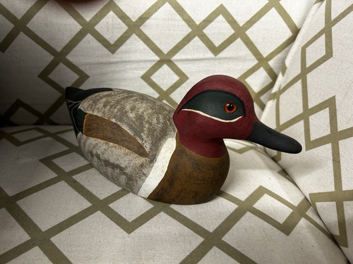 Vintage Hand Carved/Painted Green-Winged Teal Drake Wooden Duck
