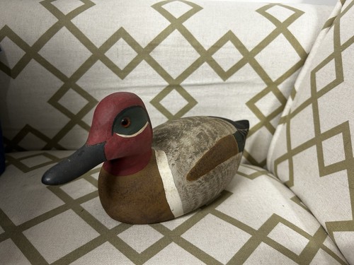 Vintage Hand Carved/Painted Green-Winged Teal Drake Wooden Duck - photo 2