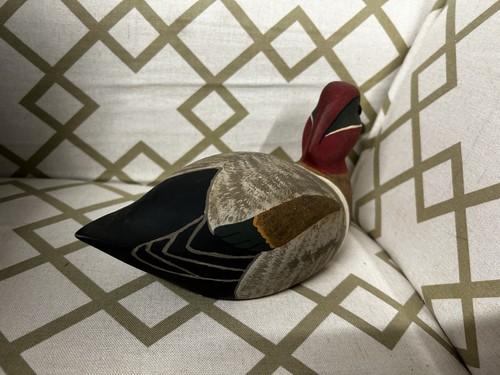 Vintage Hand Carved/Painted Green-Winged Teal Drake Wooden Duck - photo 4