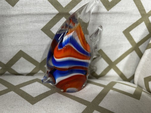 Vintage Murano Style Glass Angel Fish Red, White, & Blue - photo 2