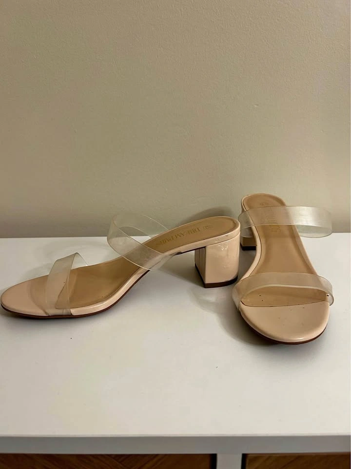 Nude heels with clear straps / size 6.5