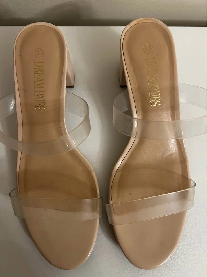 Nude heels with clear straps / size 6.5 - photo 2