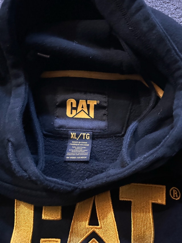 Black Caterpillar Pull Over Hoodie Size XL (Fits L-M) - photo 2