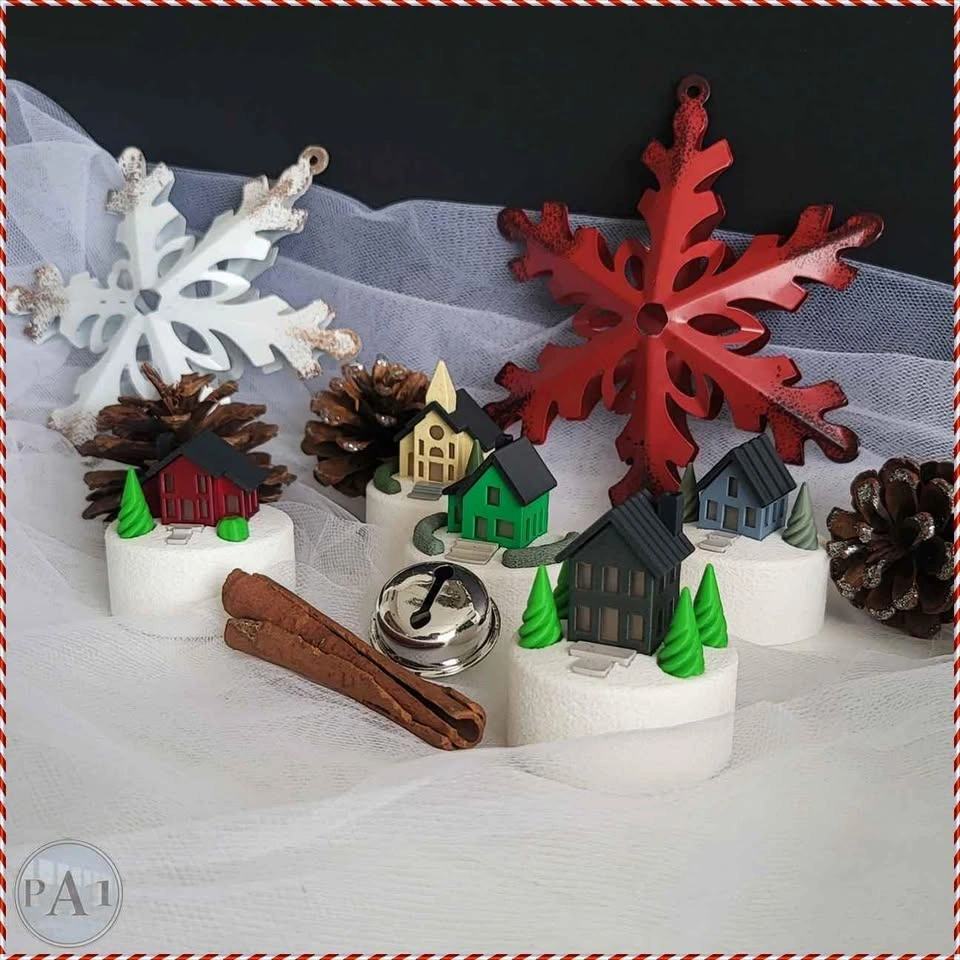 Set of 5 LED Lighted Christmas Village Houses - photo 3