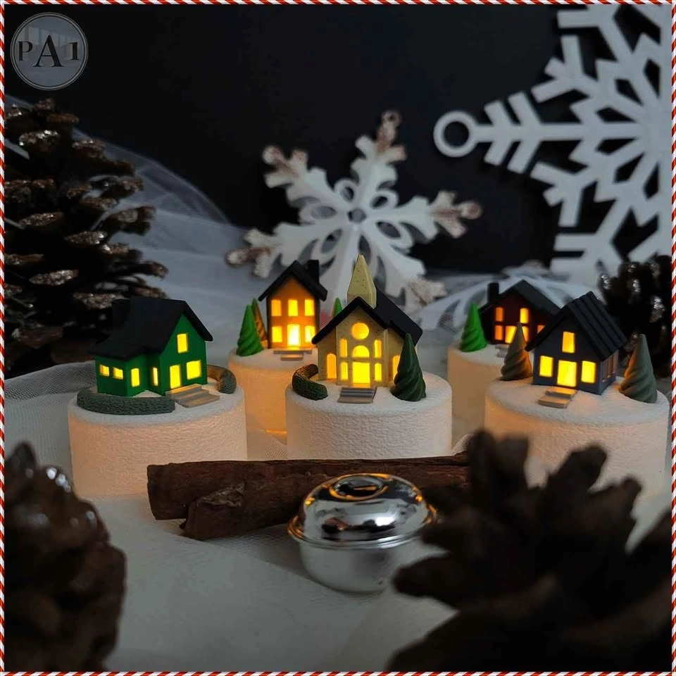 Set of 5 LED Lighted Christmas Village Houses - photo 4