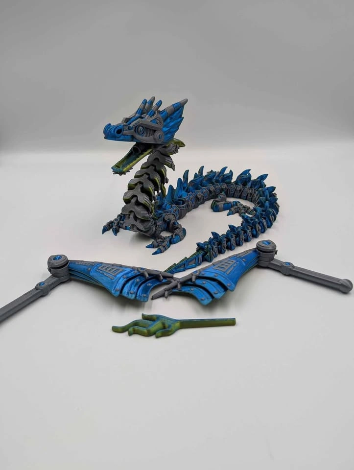 Mech dragon with wings and flame - photo 2