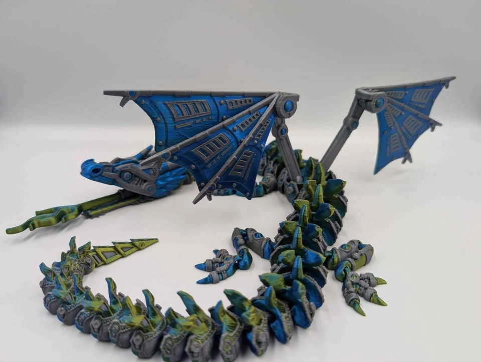 Mech dragon with wings and flame - photo 3