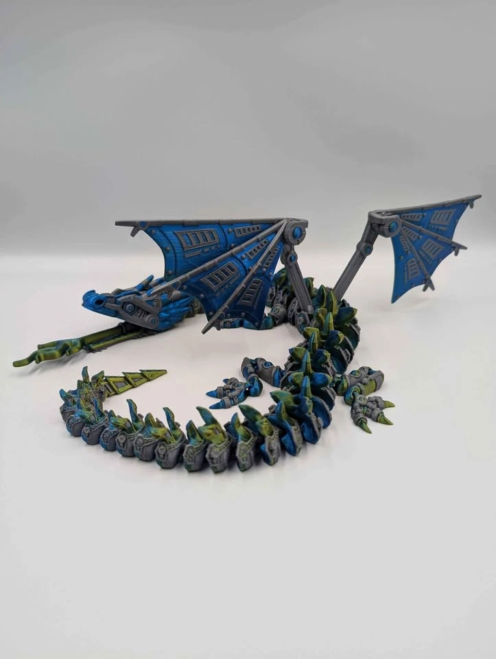 Mech dragon with wings and flame - photo 4