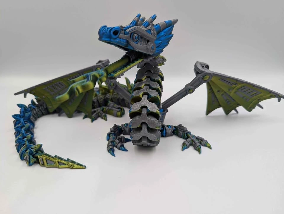 Mech dragon with wings and flame - photo 5