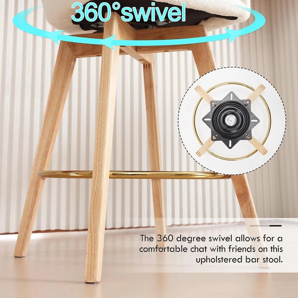 New ONEVOG Swivel Counter Height Bar Stools, Natural Wood - photo 2