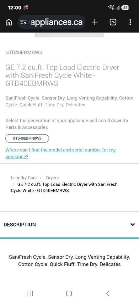 GE 7.2 cu.ft. Top Load Electric Dryer GTD40EBMRWS - photo 4