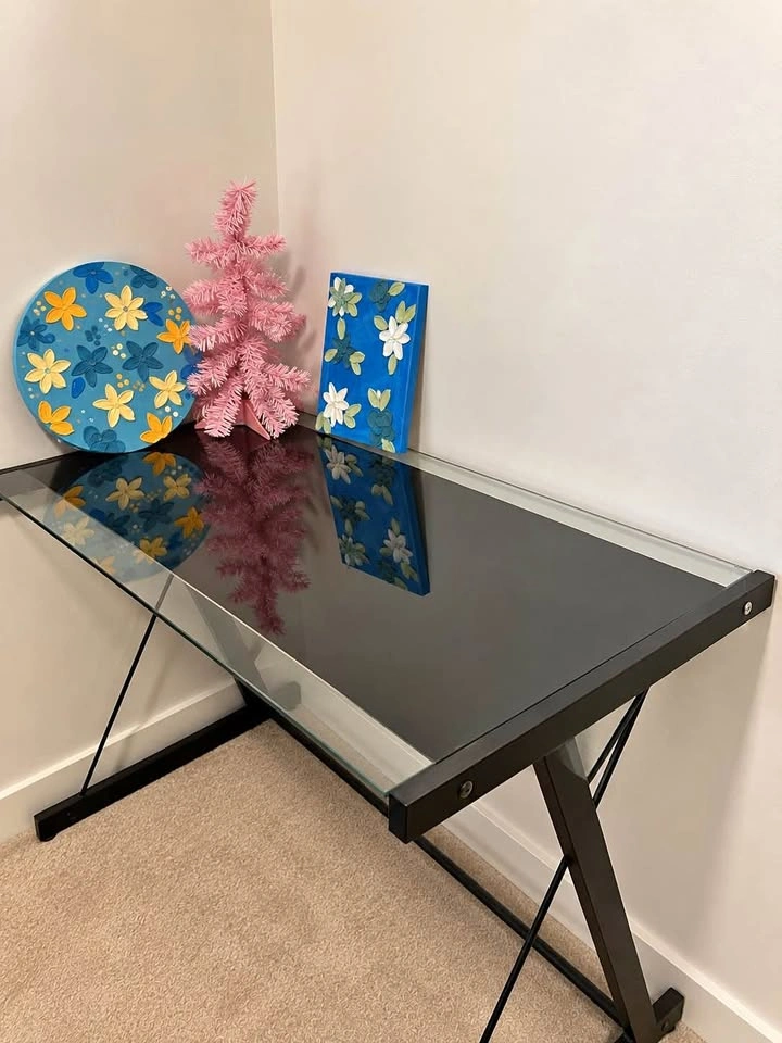 Black glossy glass table - perfect for home office