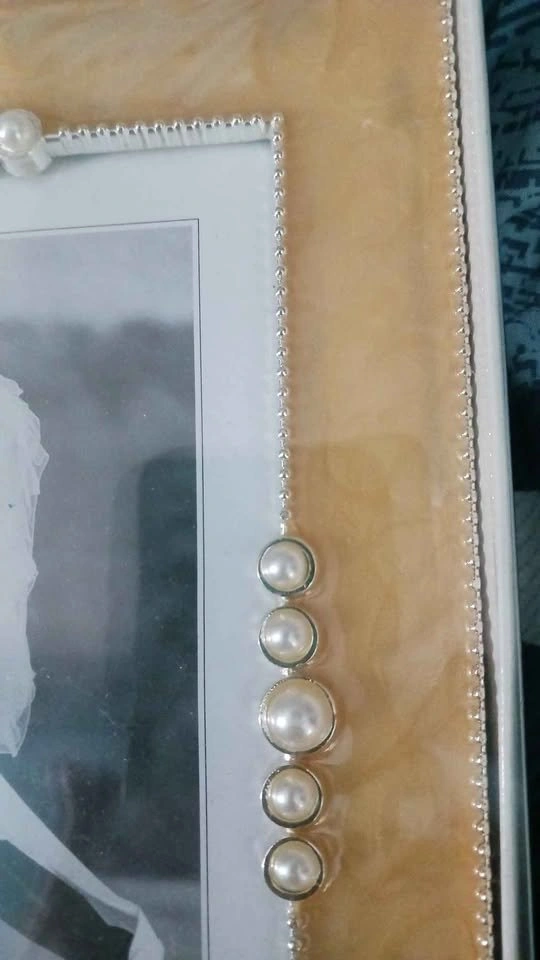 Gold with Pearl and Silver Bead Wedding Photo Frame *New in Box* - photo 2