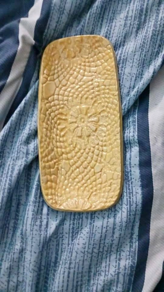 Handmade yellow clay dish NEW