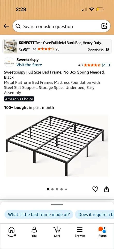 Strong black metal Bed frame