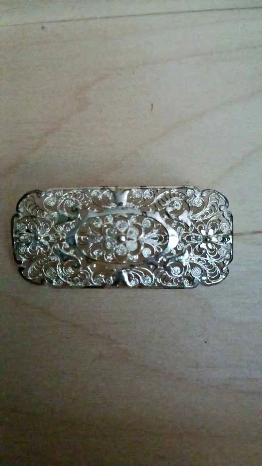 Birks Antique Sterling Silver Floral Filigree Brooch