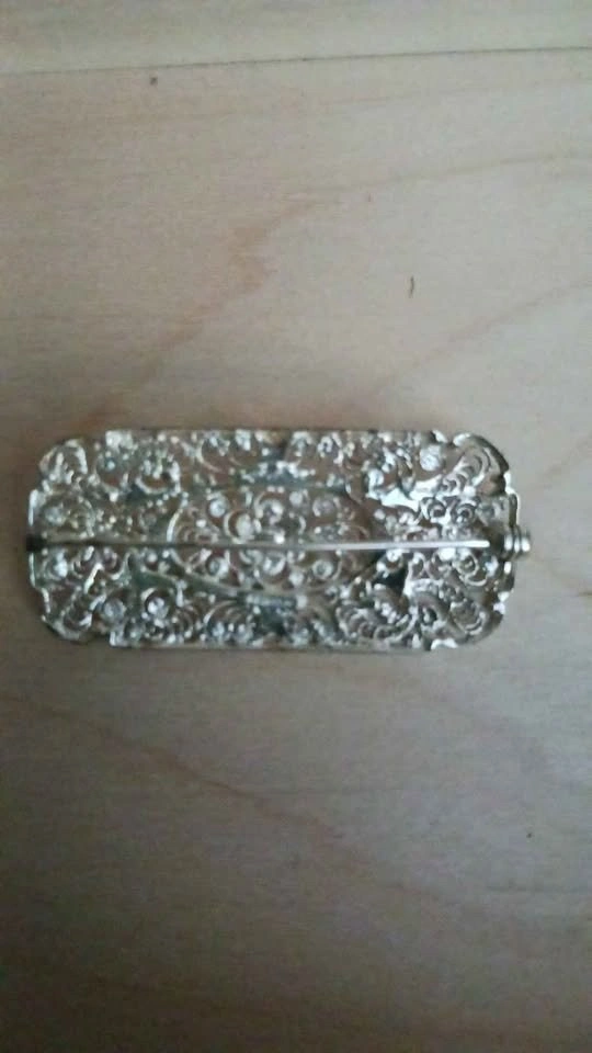 Birks Antique Sterling Silver Floral Filigree Brooch - photo 2