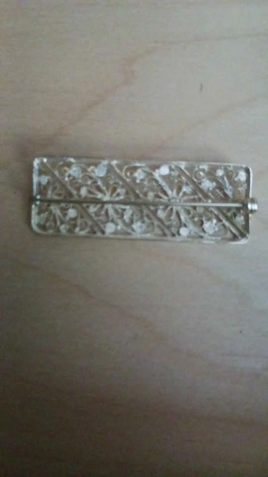 Rectangular filigree Brooch Silver 835 - photo 2