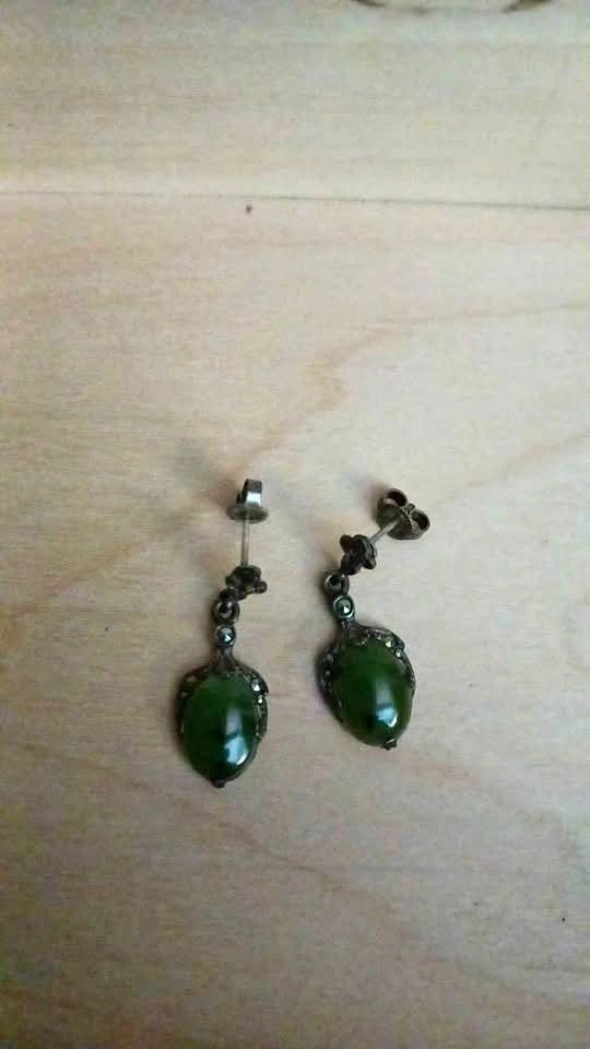 Vintage Jade (Nephrite) earrings set in sterling silver