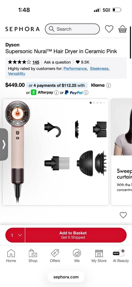 Dyson Supersonic Nural Hair Dryer in Ceramic Pink / Rose Gold