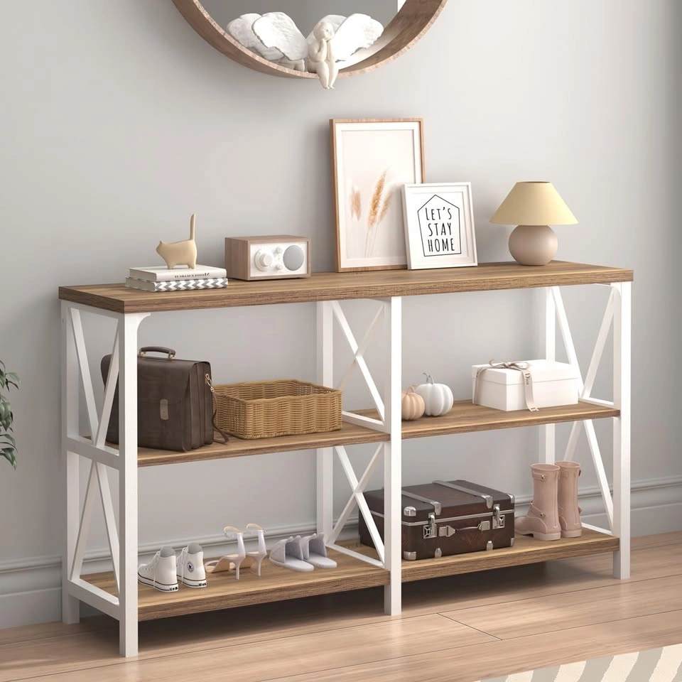 New Console Tables for Entryway, White and Rustic Oak, 47 in - photo 2