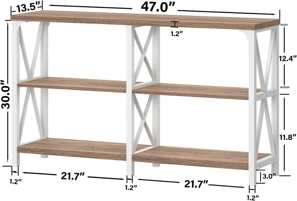 New Console Tables for Entryway, White and Rustic Oak, 47 in - photo 3