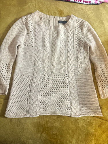 Velvet by Graham & Spencer Women's S Beige Cable-Knit Wool Cashm