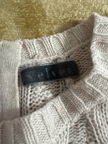 Velvet by Graham & Spencer Women's S Beige Cable-Knit Wool Cashm - photo 3