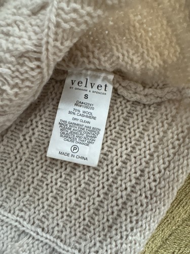 Velvet by Graham & Spencer Women's S Beige Cable-Knit Wool Cashm - photo 4