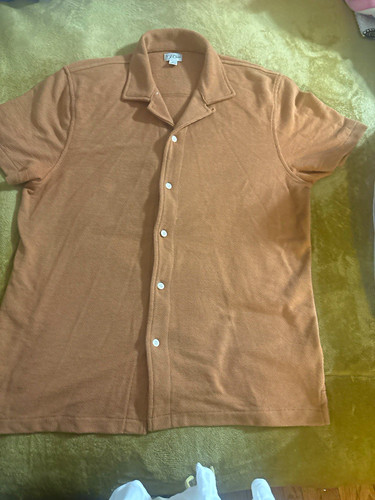 J.Crew Men's Brown Solid Knit Polo Shirt Size L