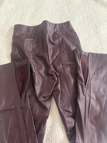A New Day Women’s Burgundy Faux Leather Flared Pants XS - photo 2