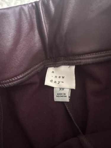 A New Day Women’s Burgundy Faux Leather Flared Pants XS - photo 3