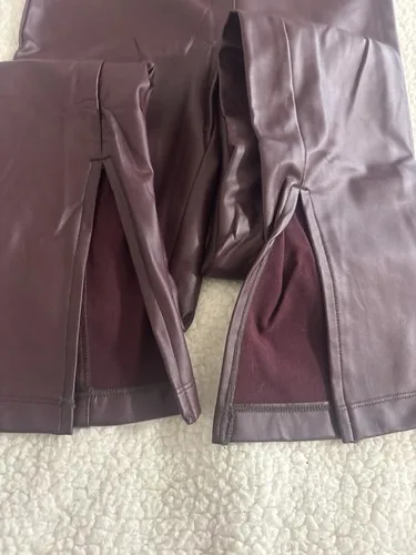 A New Day Women’s Burgundy Faux Leather Flared Pants XS - photo 4
