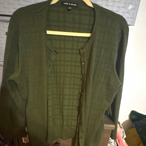 Cable & Gauge Women's XL Green Knit Button Front Cardigan