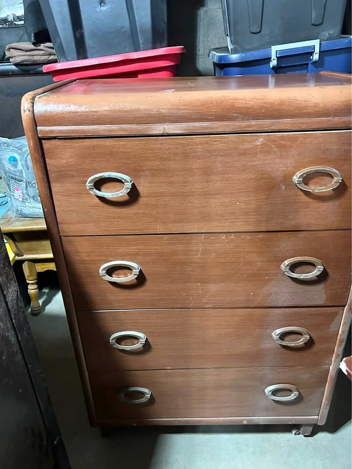 Vintage solid wood tall boy dresser and nightstand
