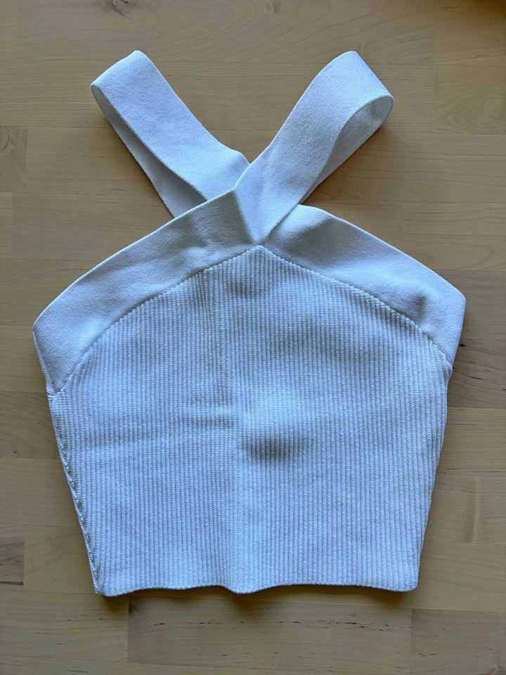 Babaton White Ribbed Top