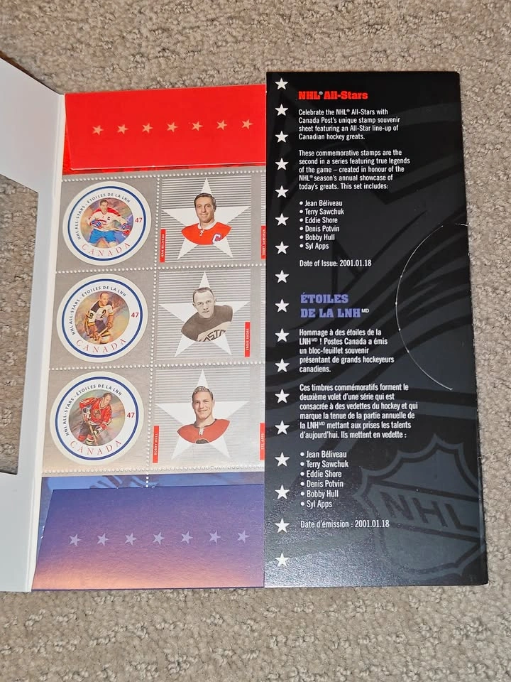 2001 Canada Post NHL All-Stars Souvenir Stamp Sheet & Folder - photo 4