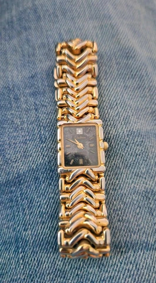 Bulova Ladies Gold Tone w/ Black Dial & Diamond Accent Watch