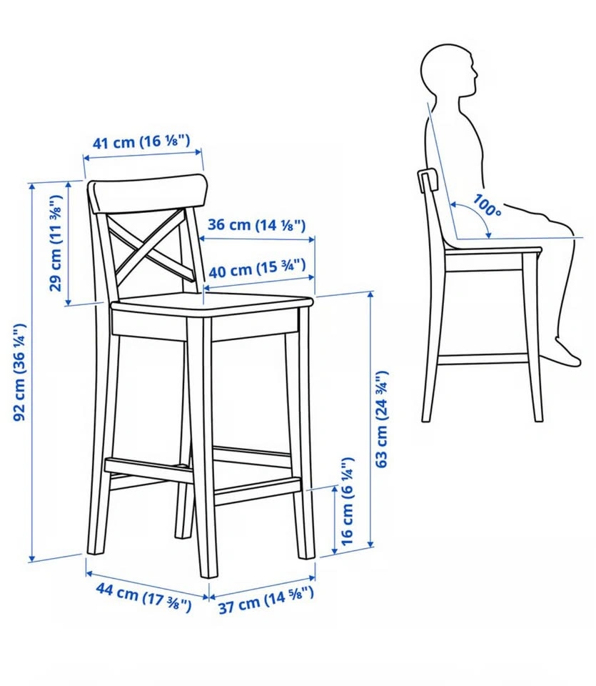 IKEA ROSENTORP Counter Height Bar Stool w/ MALINDA Cushion - photo 5