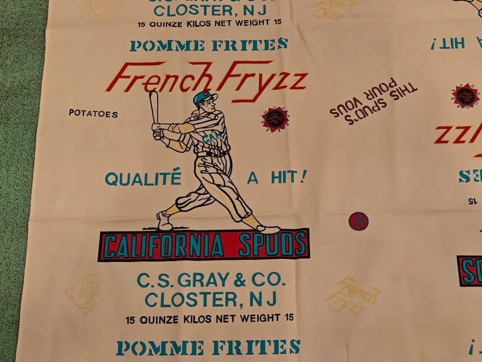1980s French Fryzz California Spuds Baseball Cotton Fabric - photo 2