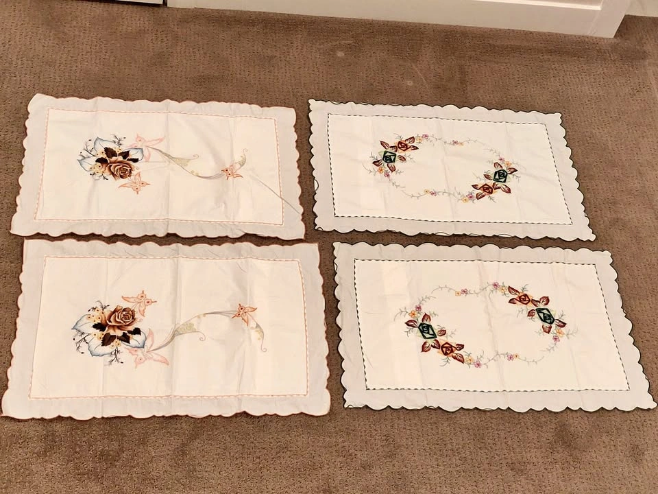 Embroidered Pillow Sham / Cover - 4 Shams