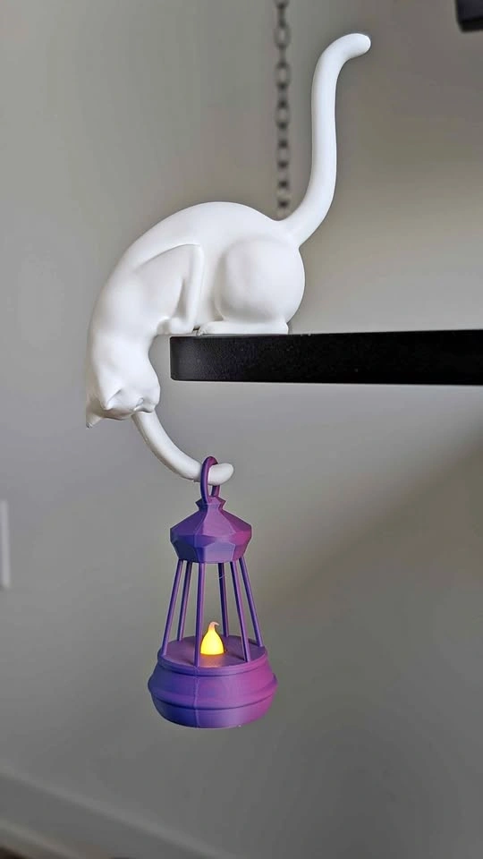 Halloween Decorations: Shelf Sitting Cat Figurine w/ Lantern