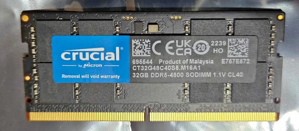 Crucial 32GB DDR5 RAM, 4800MHz SODIMM Laptop Memory thumbnail