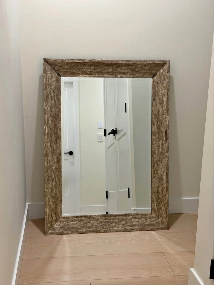 Large Textured Brown Floor Mirror