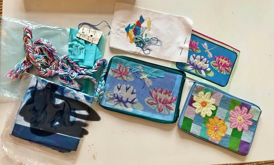 Beautiful needle point crafts (one finished)