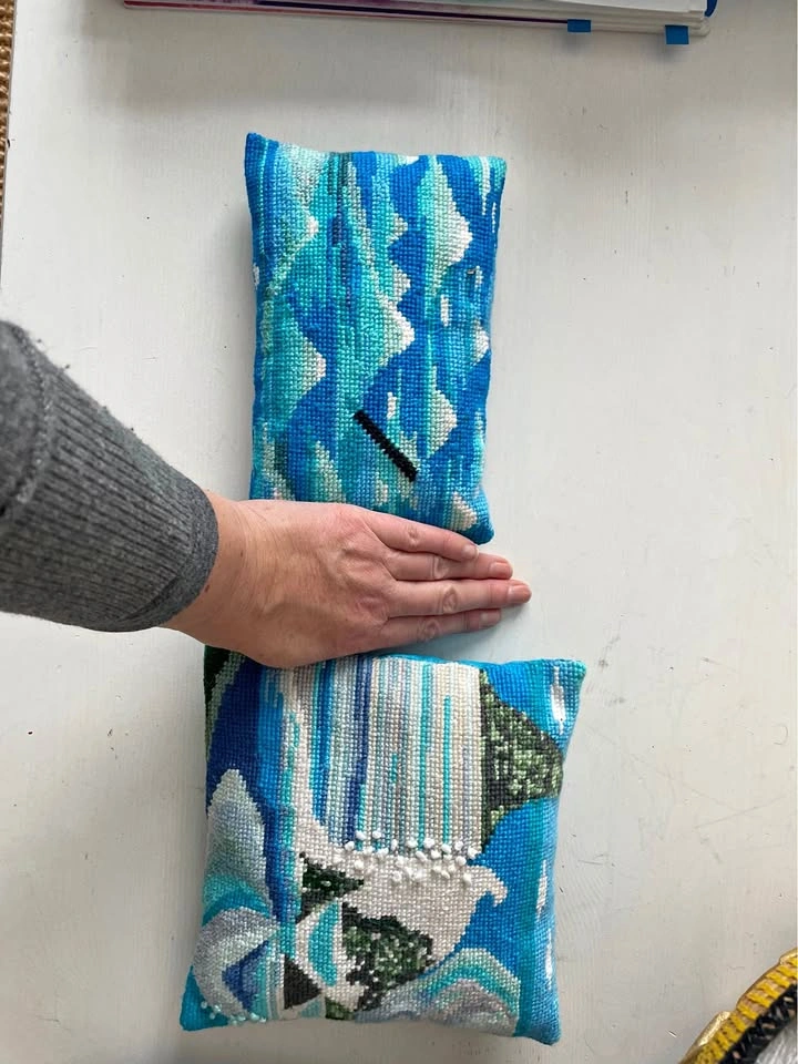 $10 all 3 pretty small needle point cushions