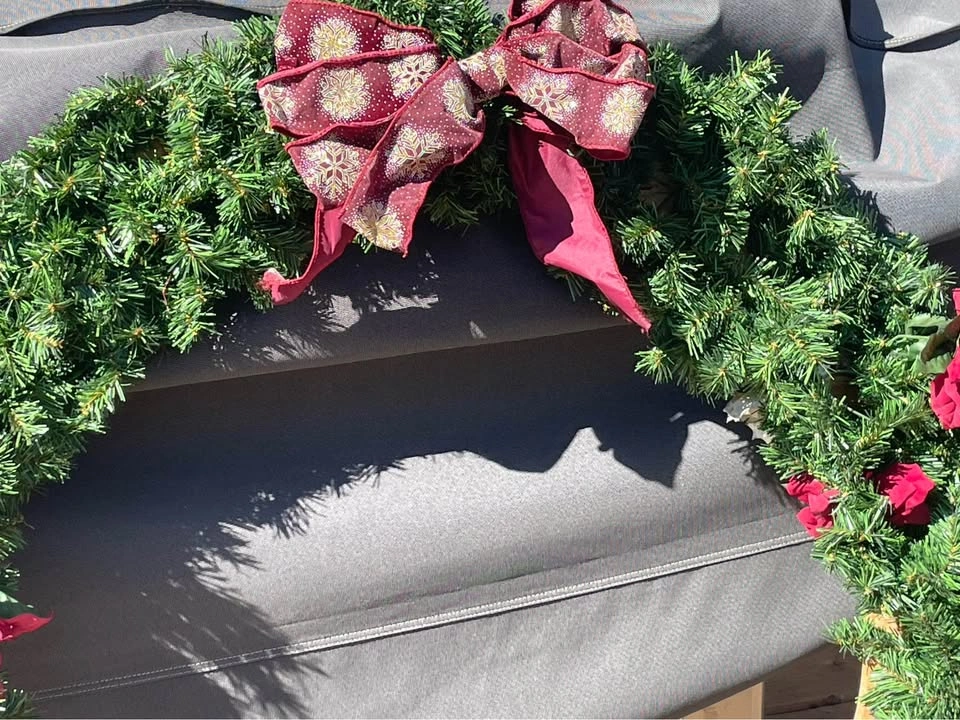 Huge 44” Christmas Wreath w Poinsettias & Bow - photo 2